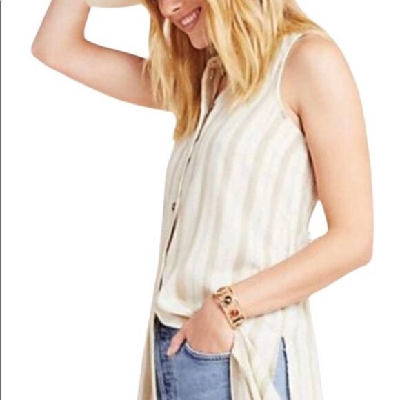 New Anthropologie Cream Delphine tunic size XS - Picture 2 of 8